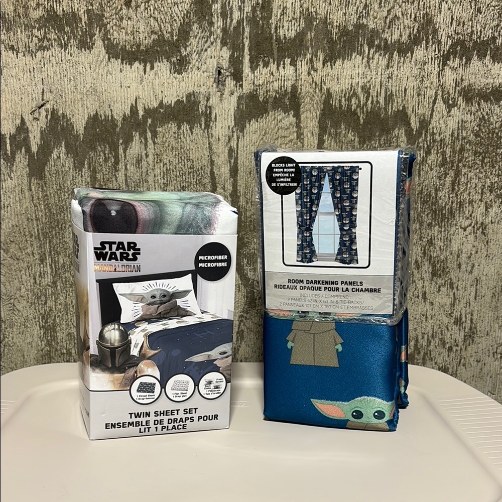 Star Wars Baby Yoda Twin Sheet Set and Curtains